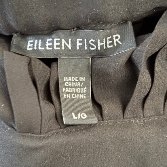 EUC Eileen Fisher Knife Pleated Wide Ankle Pants Sz L Black Skirt Chic - Picture 5 of 11